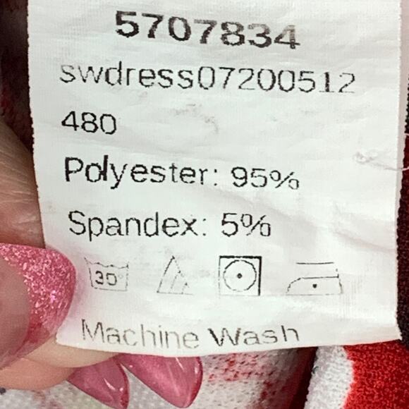 SHEIN Mini Dress Womens Medium Red Floral Spaghetti Straps Bodycon Knee Length - Picture 8 of 9